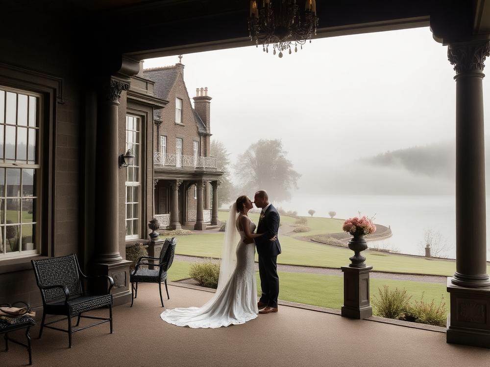Loch-side Scottish wedding venue with hills behind